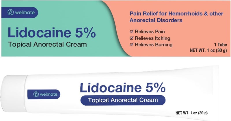 WELMATE 5 Lidocaine Numbing Cream 1oz 30g Maximum Strength Lidocaine Cream Hemorrhoid Relief External Use Anesthetic Vitamin E Child Resistant Topical Skin Care - Image 1