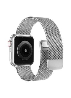 YOMNA YOMNA Magnetic Metal Milanese Loop Band Compatible with Apple Watch Band 42mm 44mm 45mm 49mm, Adjustable Stainless Steel Mesh Strap Replacement for iWatch Series Ultra SE 8 7 6 5 4 3 2 1- Silver  - Image 2