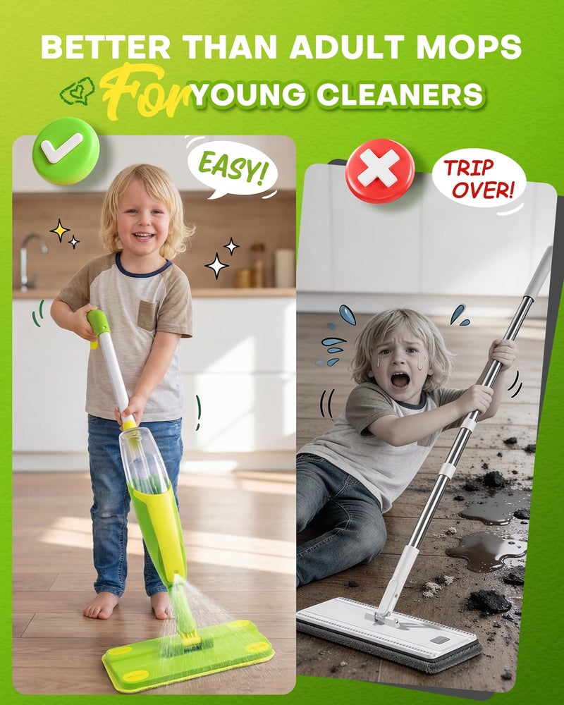 Yeeammk Toddler Spray Mop-Montessori Toys Mini Size Cleaning Mini Mop that Really Spray -Kid Pretend Play Toys Gift for Toddlers Girls Boys - Image 4