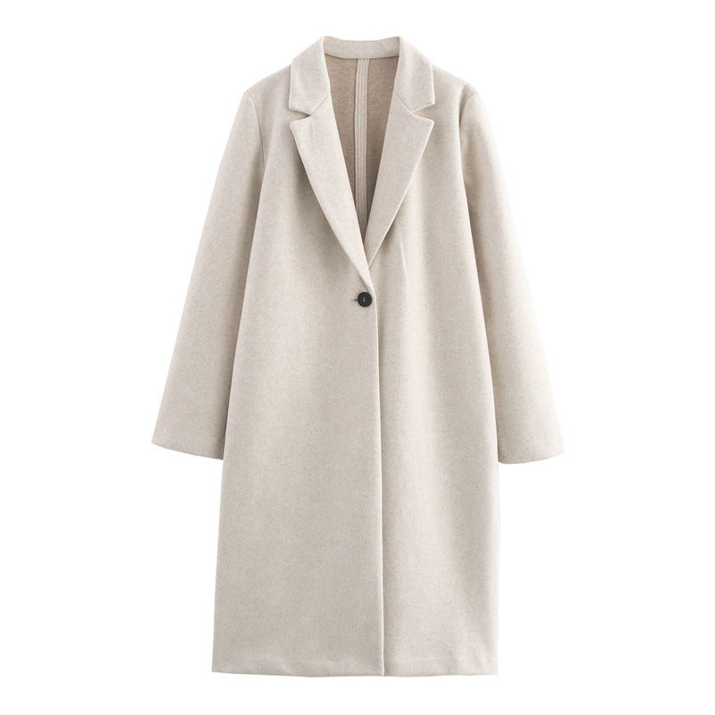 Foreign trade womens clothing wholesale 2024 autumn new European and American style fashion casual temperament long loose coat Apricot 