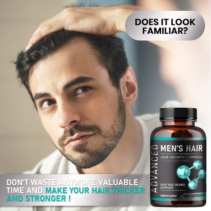 NutraPro Hair Growth Vitamins For Men - Anti Hair Loss Pills. Regrow Hair & Beard Growth Supplement For Volumize, Thicker Hair.Stop Hair Loss And Thinning Hair With Biotin & Saw Palmetto Hair Vitamins.120 Caps - Image 4