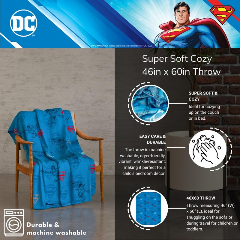 Franco Superman DC Comics Bedding Super Soft Cozy Plush Throw  46 in x 60 in  (Officially Licensed Product) - Image 2