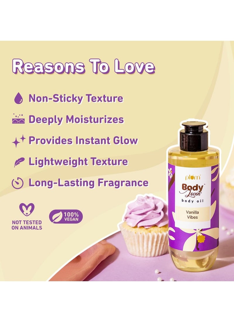 Plum BodyLovin' Vanilla Vibes Body Oil | Intense Moisture & Instant Glow | Long Lasting Warm Vanilla Fragrance | Non-Greasy & Lightweight | Soft & Nourished Skin | For Dry To Very Dry Skin - 200ml - Image 3