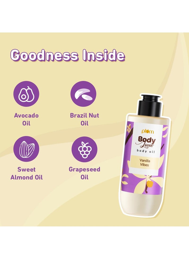 Plum BodyLovin' Vanilla Vibes Body Oil | Intense Moisture & Instant Glow | Long Lasting Warm Vanilla Fragrance | Non-Greasy & Lightweight | Soft & Nourished Skin | For Dry To Very Dry Skin - 200ml - Image 4