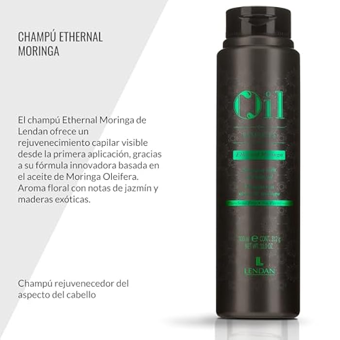 Lendan - Sulfate-Free Shampoo - Ethernal Moringa Shampoo - 300 ml - For Dry or Damaged Hair - With Moringa Oil - Hydrates and Helps Restore Healthy Look of Hair - Gentle Cleanse - Image 2