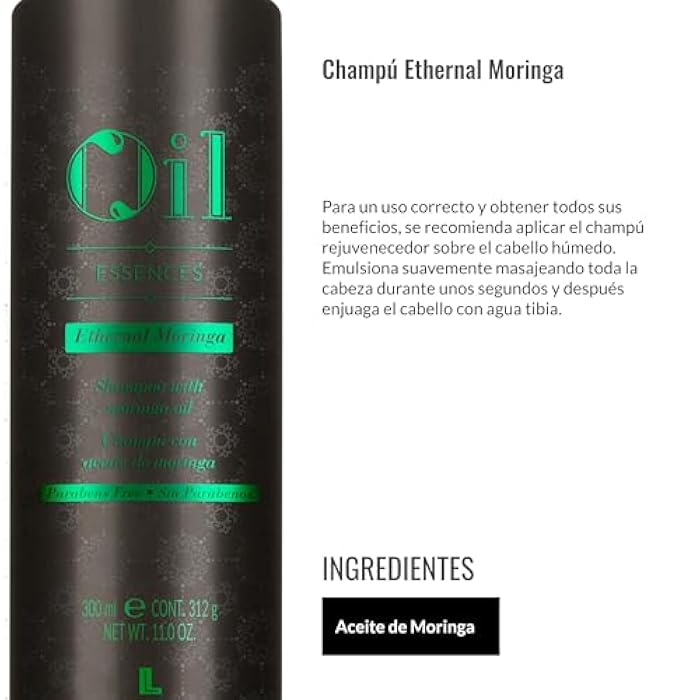 Lendan - Sulfate-Free Shampoo - Ethernal Moringa Shampoo - 300 ml - For Dry or Damaged Hair - With Moringa Oil - Hydrates and Helps Restore Healthy Look of Hair - Gentle Cleanse - Image 4