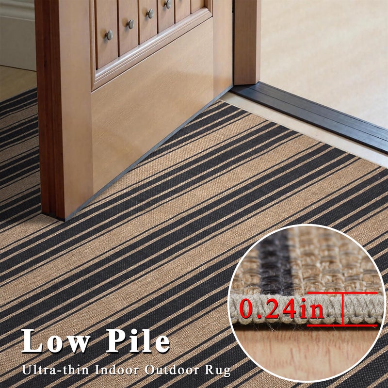 Zeeinx Striped Easy Jute Rug 5x7 Outdoor Patio Rug Washable Rugs for Living Room Bedroom Non Slip Non Shedding Neutral Farmhouse Indoor Outdoor Carpet for Backyard Patio Office - Image 4