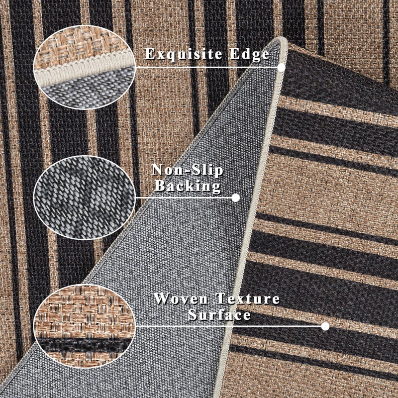 Zeeinx Striped Easy Jute Rug 5x7 Outdoor Patio Rug Washable Rugs for Living Room Bedroom Non Slip Non Shedding Neutral Farmhouse Indoor Outdoor Carpet for Backyard Patio Office - Image 5