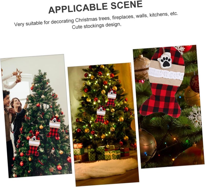Healifty Christmas Pet Stocking Gift Bag Black Red Plaid Candy Present Pouch for Treats Holiday Decor for Trees Fireplaces Walls Party Use - Image 3