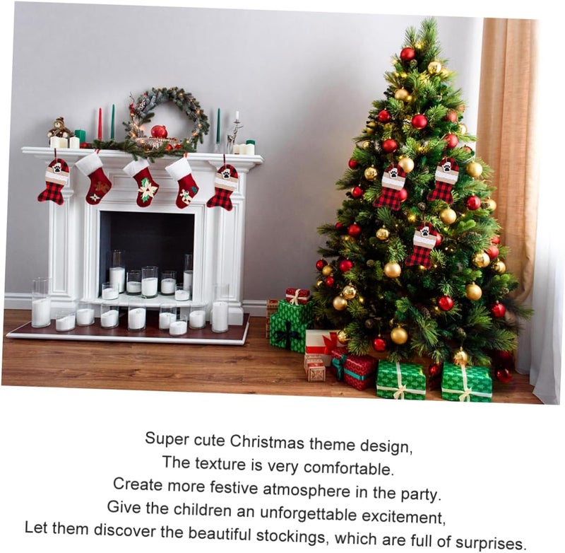 Healifty Christmas Pet Stocking Gift Bag Black Red Plaid Candy Present Pouch for Treats Holiday Decor for Trees Fireplaces Walls Party Use - Image 2