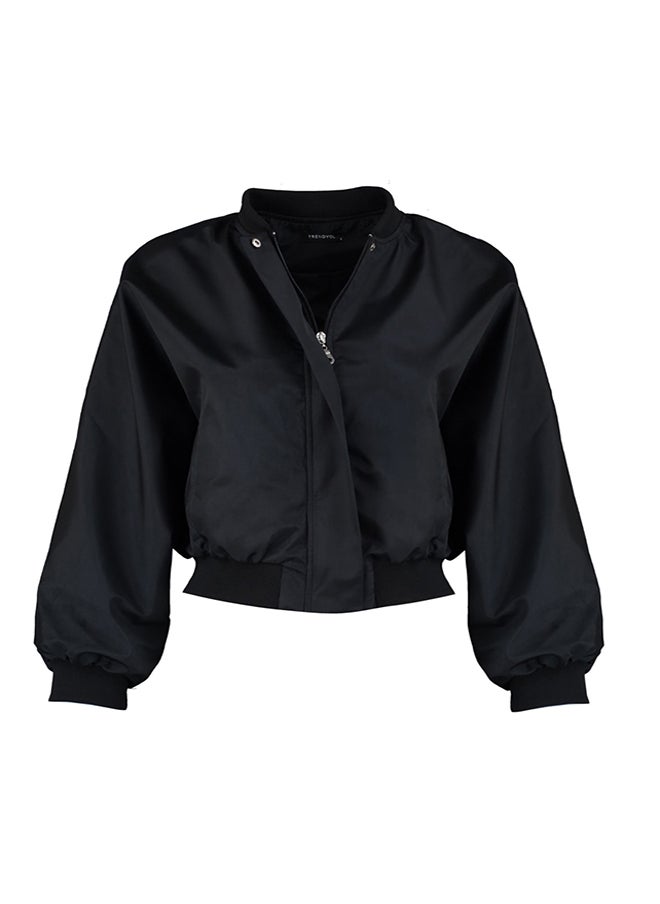 trendyol - Black Oversize Drawstring Detailed Water Repellent Bomber Jacket Coat TWOSS22MO0099 - Image 1