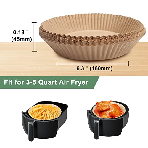 JolyWell Air Fryer Paper Liner, Unbleached & Biodegradable Material, Disposable Non-stick Parchment Paper for Frying, Baking, Roasting & Grilling (100Pcs-6.3") - Image 2