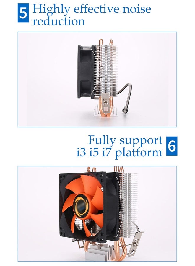 DUNISO CPU Silent Cooler with Double Copper Tube, Aluminium Heatsink Cover,High-Performance Cooling,Cooling Fan Compatibility for Intel & AMD Systems - Image 5