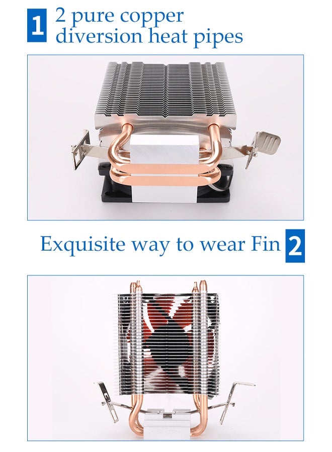 DUNISO CPU Silent Cooler with Double Copper Tube, Aluminium Heatsink Cover,High-Performance Cooling,Cooling Fan Compatibility for Intel & AMD Systems - Image 3