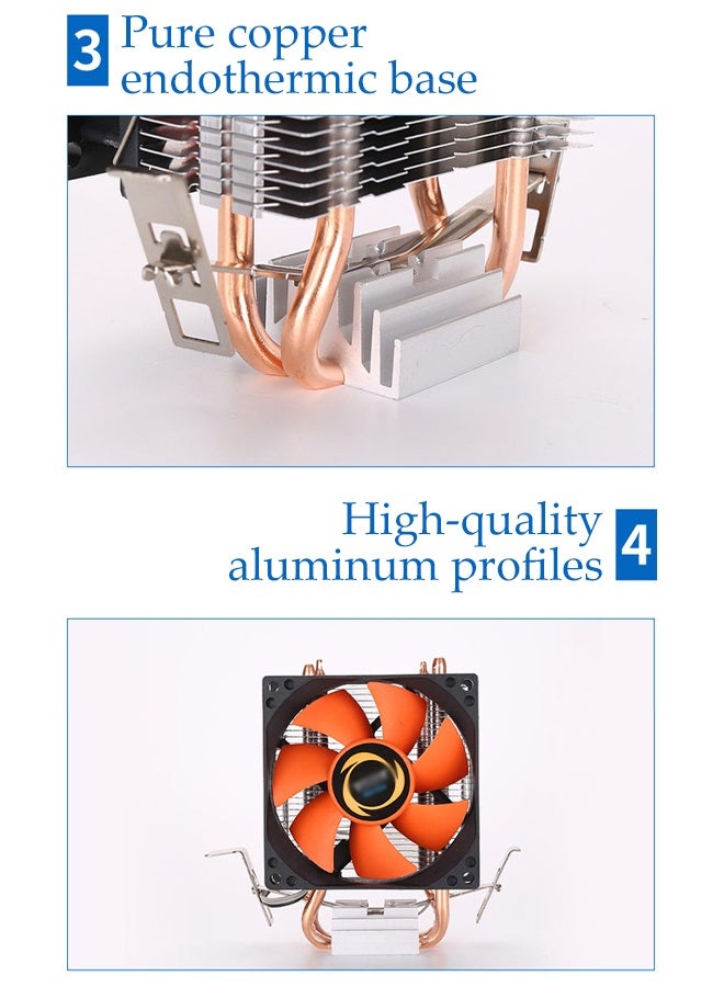 DUNISO CPU Silent Cooler with Double Copper Tube, Aluminium Heatsink Cover,High-Performance Cooling,Cooling Fan Compatibility for Intel & AMD Systems - Image 4