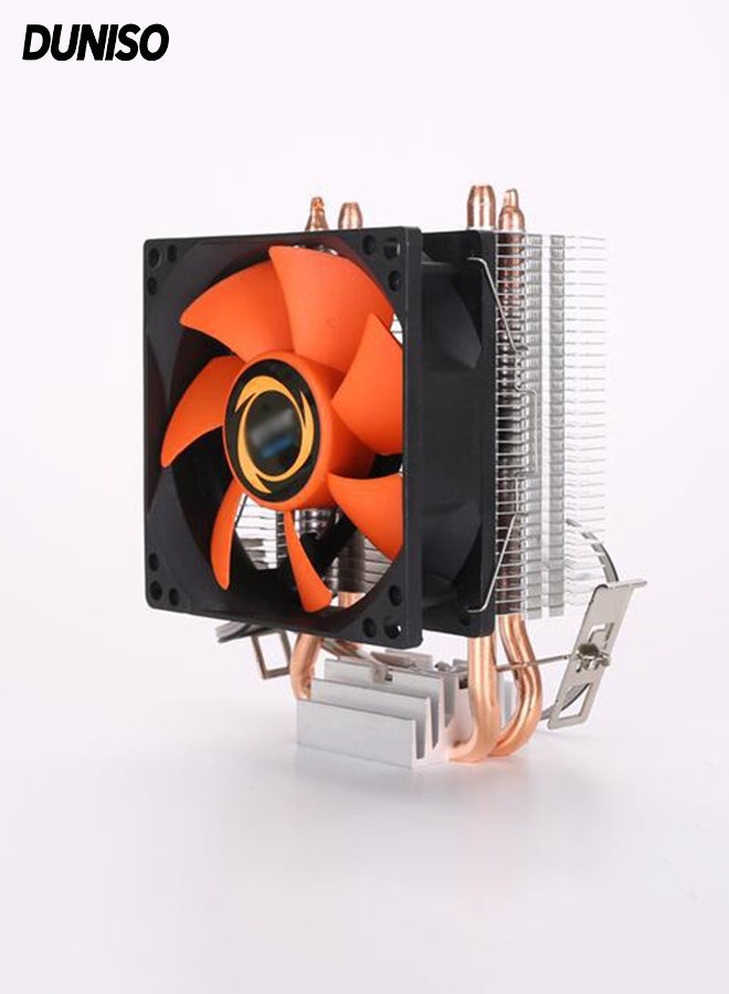 DUNISO CPU Silent Cooler with Double Copper Tube, Aluminium Heatsink Cover,High-Performance Cooling,Cooling Fan Compatibility for Intel & AMD Systems - Image 1