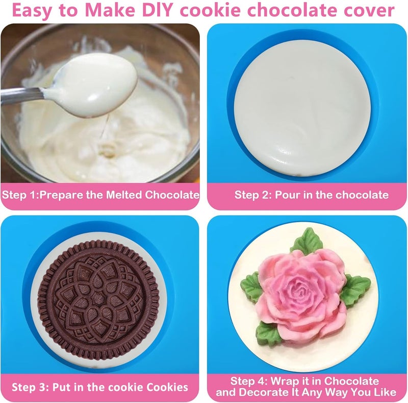 Sidosir 3Pcs Oreo Cookie Chocolate Silicone Mold, 12-Cavity Round Cylinder Oreo Chocolate Cover Molds for Candy, Silicone Baking Molds for Mini Cakes, Jelly - Image 4