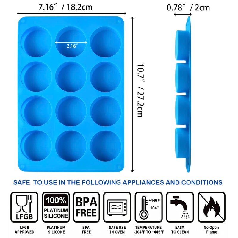 Sidosir 3Pcs Oreo Cookie Chocolate Silicone Mold, 12-Cavity Round Cylinder Oreo Chocolate Cover Molds for Candy, Silicone Baking Molds for Mini Cakes, Jelly - Image 2