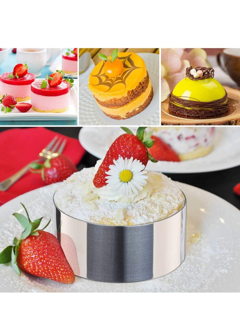 Oasisgalore 3-Inch Stainless Steel Round Cake Mold Set with Pusher - 4 Rings and 1 Pusher - Image 4