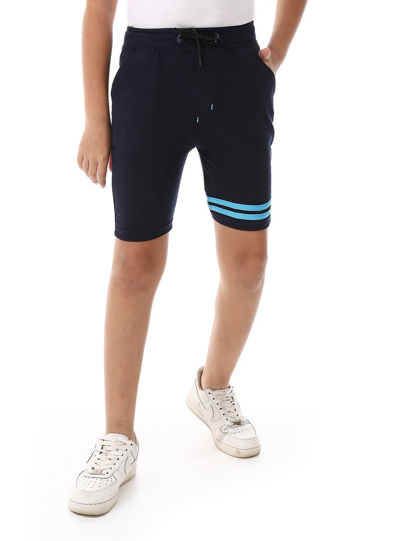 Andora Shorts With White Double Thigh Strips - Navy Blue - Image 1