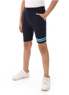 Andora Shorts With White Double Thigh Strips - Navy Blue  - Image 2
