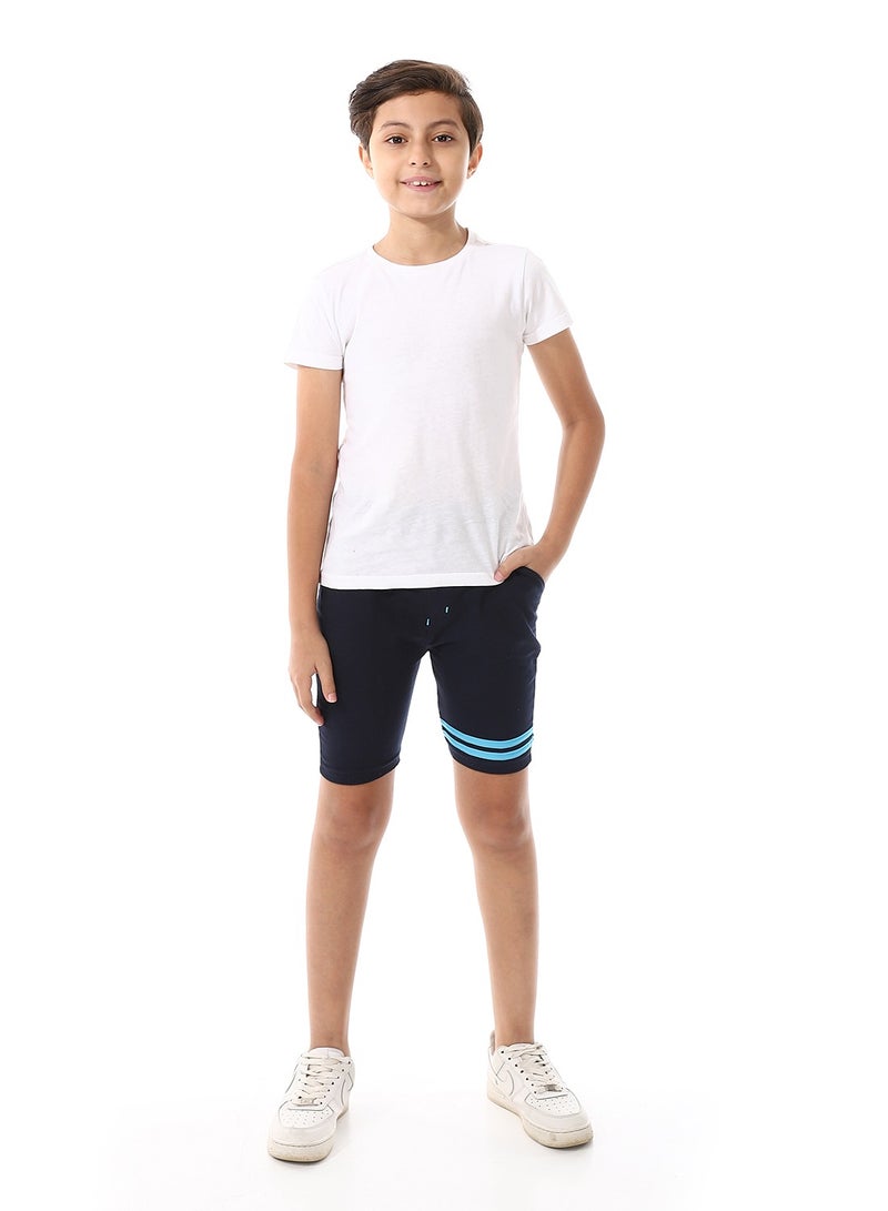 Andora Shorts With White Double Thigh Strips - Navy Blue - Image 5
