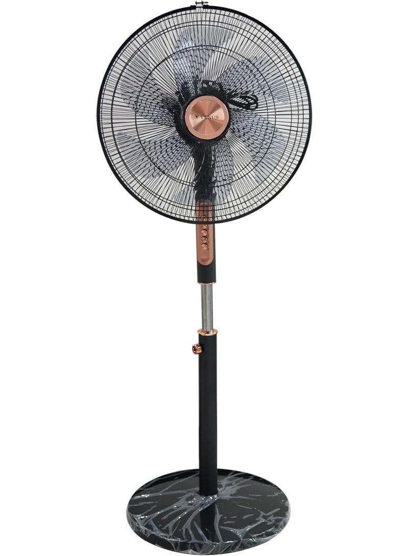 Venus Japan 18 Inch Pedestal Stand Fan, Black and Copper, 6 Blades, Adjustable Height, Oscillating, 4 Speed Settings, VSF18B (18 inch) - Image 3