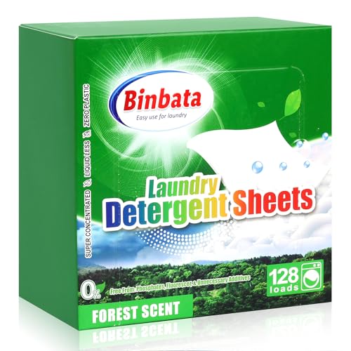 Binbata Laundry Detergent Sheets Up To 128 Loads Hypoallergenic EcoFriendly Forest Scent Biodegradable Plastic Free Liquidless Laundry Sheets Suitable for Sensitive Skin - Image 2