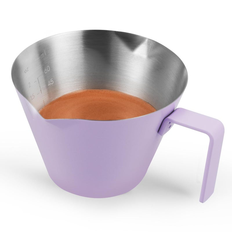MHW-3BOMBER MHW3BOMBER Espresso Measuring Cups Double Spouts Stainless Steel Espresso Pour Cup Espresso Shot Cups with Handle Scale Metal Measuring Cups with VShaped Mouth 34OZ100ML Purple G5667OS