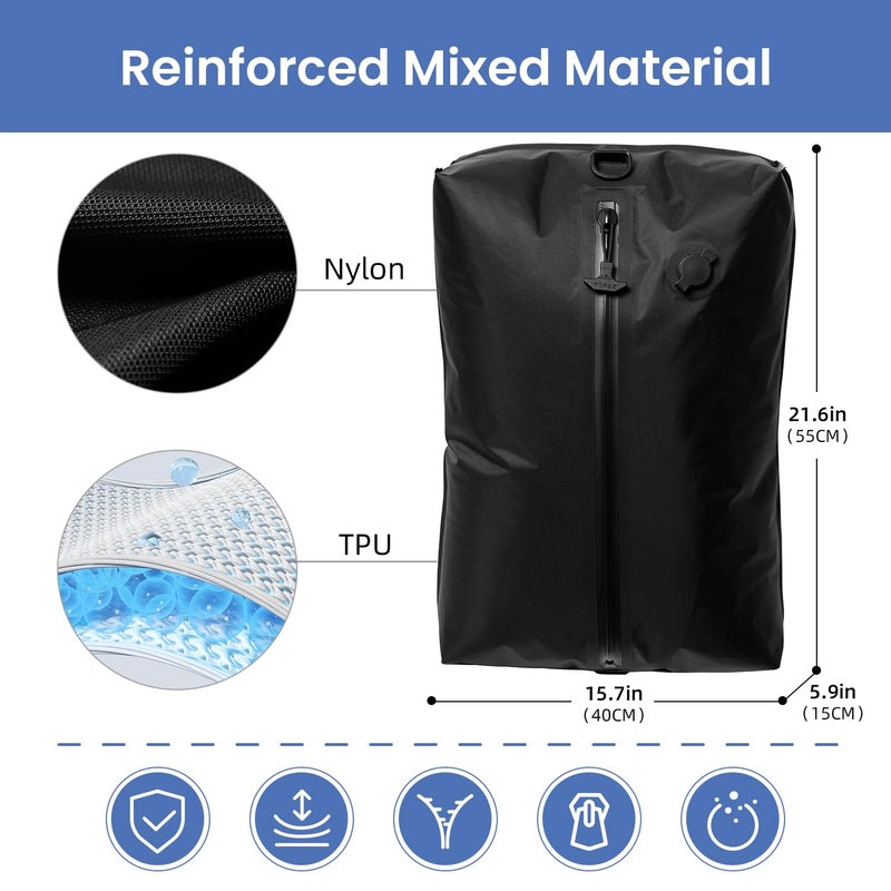 BAGAIL TPU Vacuum Bag for Travel, Reusable Compression Bag with IPX8 Waterproof Zipper, Save Space for Suitcase, Backpack and Carry on (Black, ExtraLarge, No Pump) - Image 2