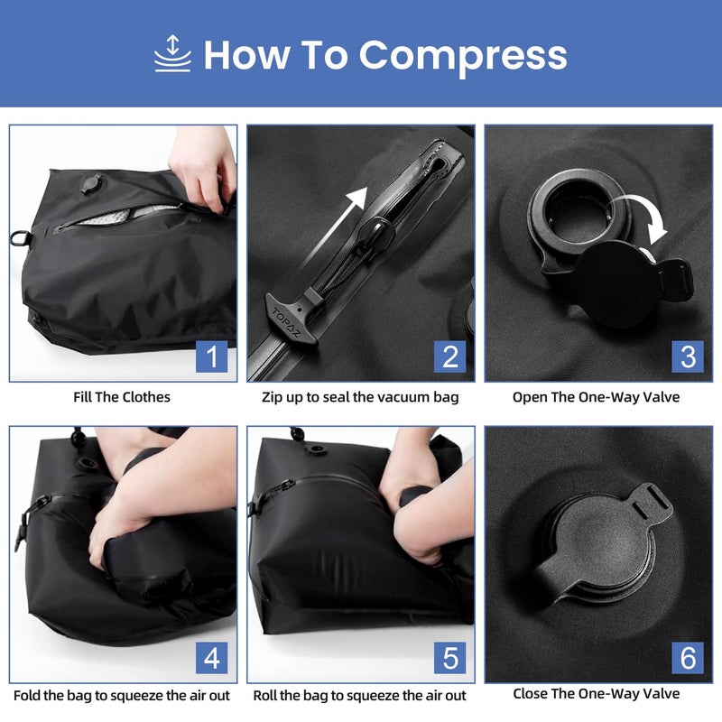 BAGAIL TPU Vacuum Bag for Travel, Reusable Compression Bag with IPX8 Waterproof Zipper, Save Space for Suitcase, Backpack and Carry on (Black, ExtraLarge, No Pump) - Image 5