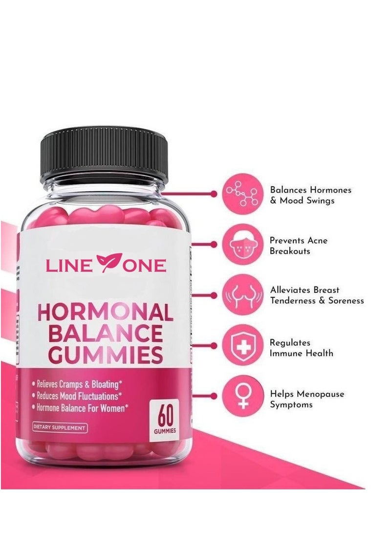 LINE ONE Women's PMS Relief Berry Harmony Balance Female Hormones ,Relieves Cramps & Bloating,Reduces Mood Fluctuations,Hormone Balance For Women,Dietary Supplement 60 Gummies  - Image 4