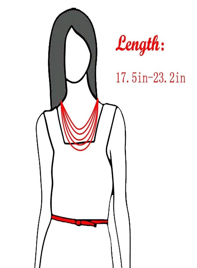 Coiris 5Layer Multi Color Beaded Illusion Wire Collar Statement Necklace with Earrings for Women (N0026-Red+White) - Image 5