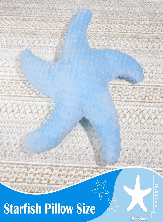 Marble Empire Starfish Pillow Shaped Beach Decorative Throw Pillows Cute Coastal Stuffed Animal Plush Soft Ocean Bedding for Bedroom(Blue) - Image 3