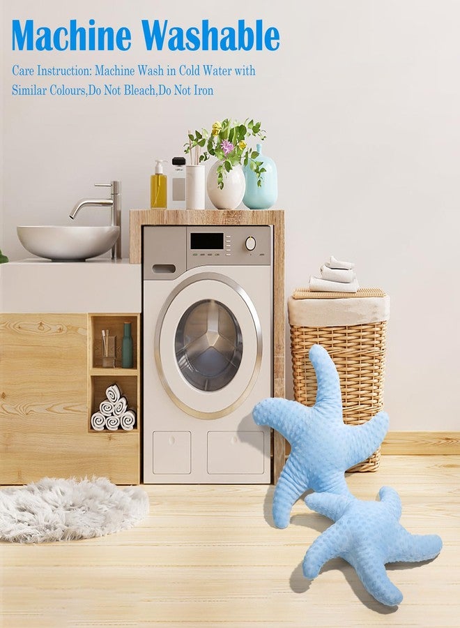 Marble Empire Starfish Pillow Shaped Beach Decorative Throw Pillows Cute Coastal Stuffed Animal Plush Soft Ocean Bedding for Bedroom(Blue) - Image 4