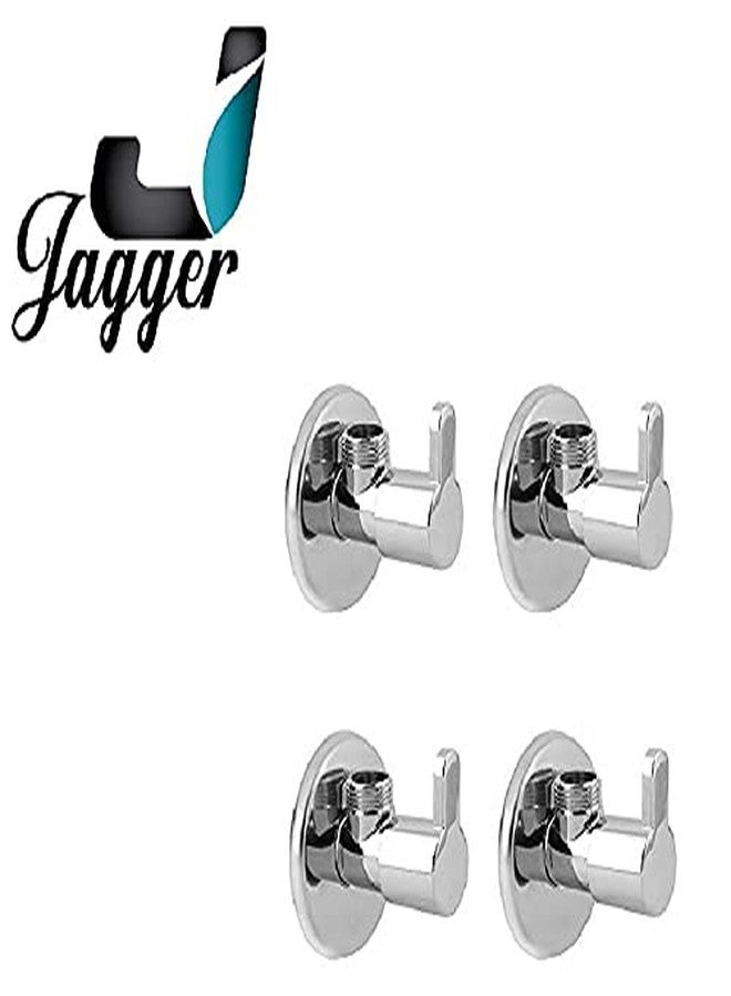 JAGGER Mark Brass Chrome Finish Disk Cock Angle Valve with Flange and Teflon Tape Set of (4, Silver) - Image 2