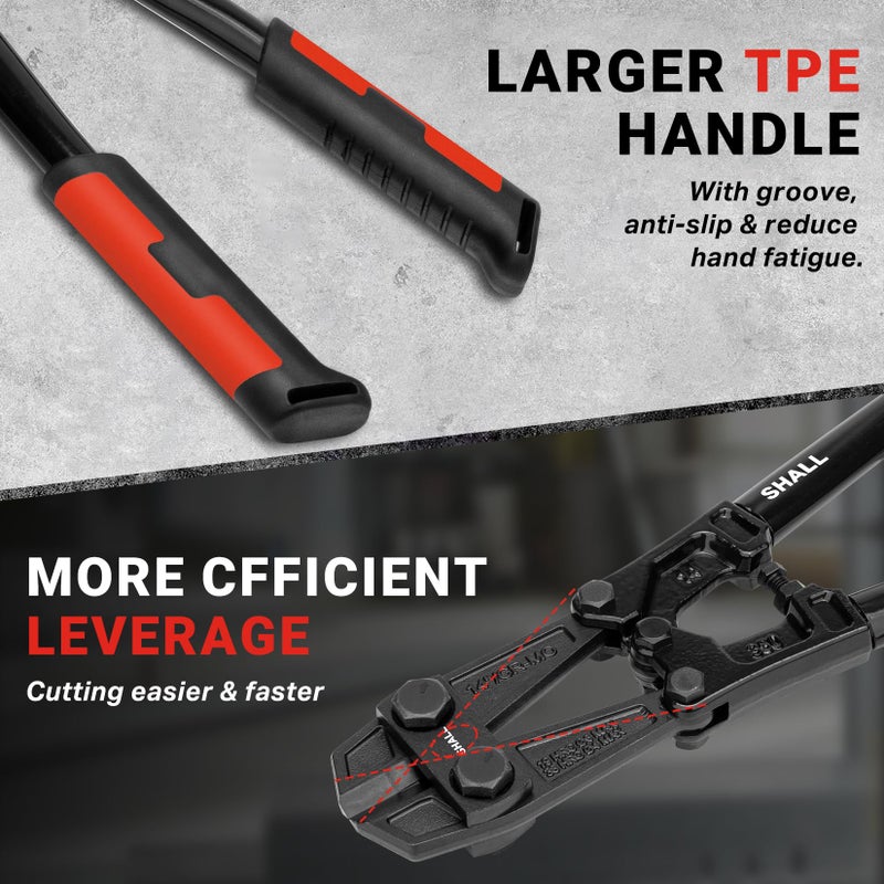SHALL 14" Bolt Cutter Heavy Duty, Lock Cutter, Chain Cutter, Ergonomic Handle, More Efficient Leverage, for Cutting Locks, Chains & Iron Wire - Image 5