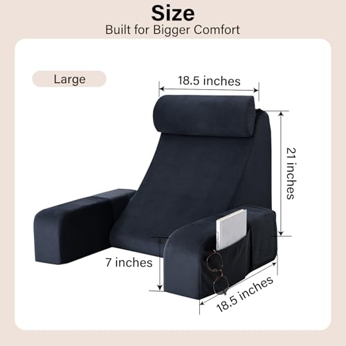ENITYA Reading Pillow for Sitting in Bed Adult, 21" Large Back Pillow for Sitting up, Bed Rest Pillows for Reclining/Watching TV/Reading/Gaming/Resting in Couch or Floor, Black - Image 5