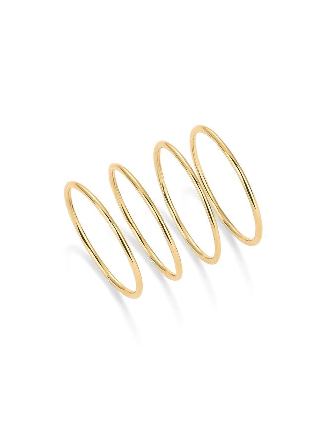 PAVOI 14K Yellow Gold Plated Stackable Thin Ring Set of 4 - Image 3