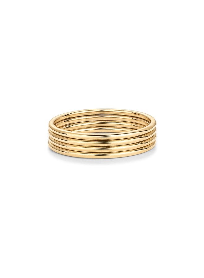 PAVOI 14K Yellow Gold Plated Stackable Thin Ring Set of 4 - Image 1