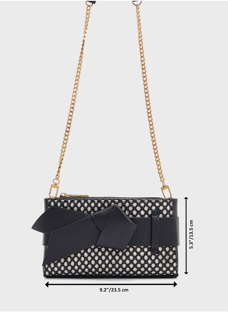 JEESIE Soft PU Bow Canvas Crossbody