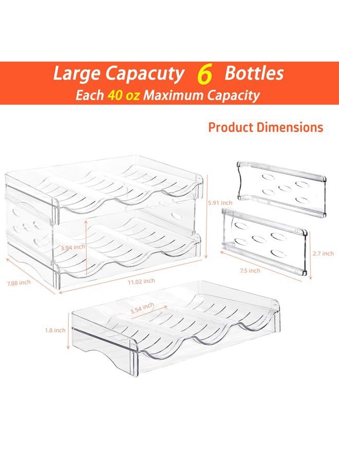 Baosia Clear Water Bottle Organizer Storage Rack,Plastic Stackable Water Bottle Holder,Cup Organizer for Kitchen Cabinet,Countertop Wine Rack,Fridge Drink Bottle Holder-2 Tiers for 6 Bottles - Image 2