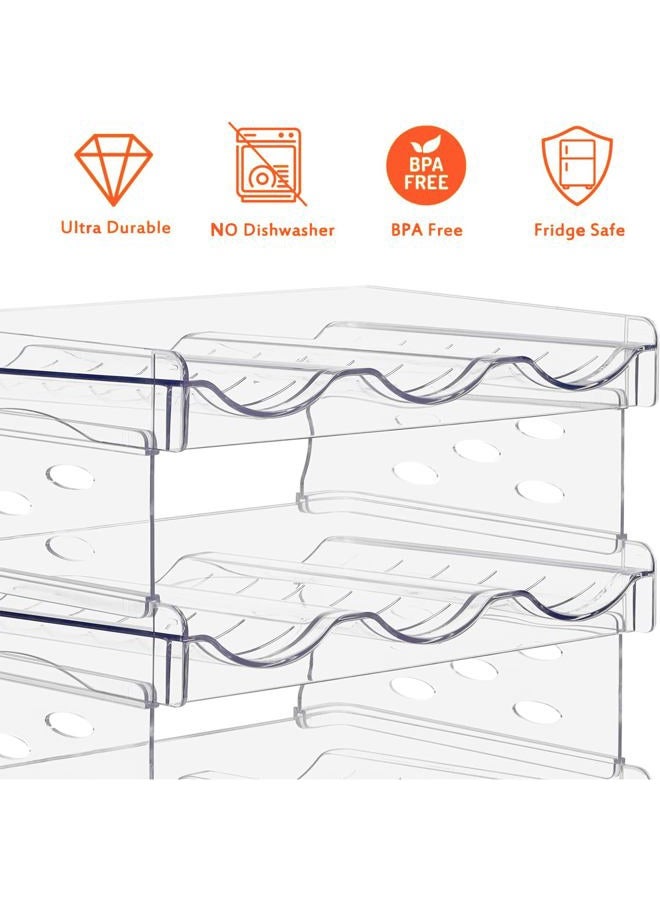 Baosia Clear Water Bottle Organizer Storage Rack,Plastic Stackable Water Bottle Holder,Cup Organizer for Kitchen Cabinet,Countertop Wine Rack,Fridge Drink Bottle Holder-2 Tiers for 6 Bottles - Image 3