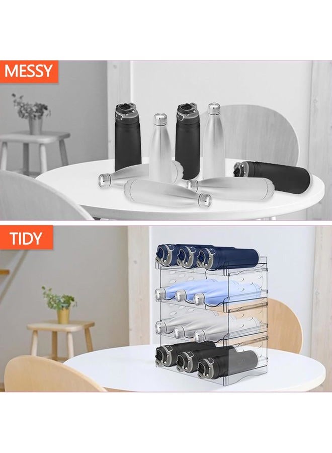Baosia Clear Water Bottle Organizer Storage Rack,Plastic Stackable Water Bottle Holder,Cup Organizer for Kitchen Cabinet,Countertop Wine Rack,Fridge Drink Bottle Holder-2 Tiers for 6 Bottles - Image 5