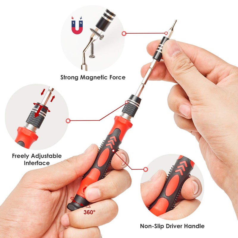 SHARDEN Precision Screwdriver Set, 122 in 1 Electronics Magnetic Repair Tool Kit with Case for Repair Computer, iPhone, PC, Cellphone, Laptop, Nintendo, PS4, Game Console, Watch, Glasses etc (Red) - Image 3