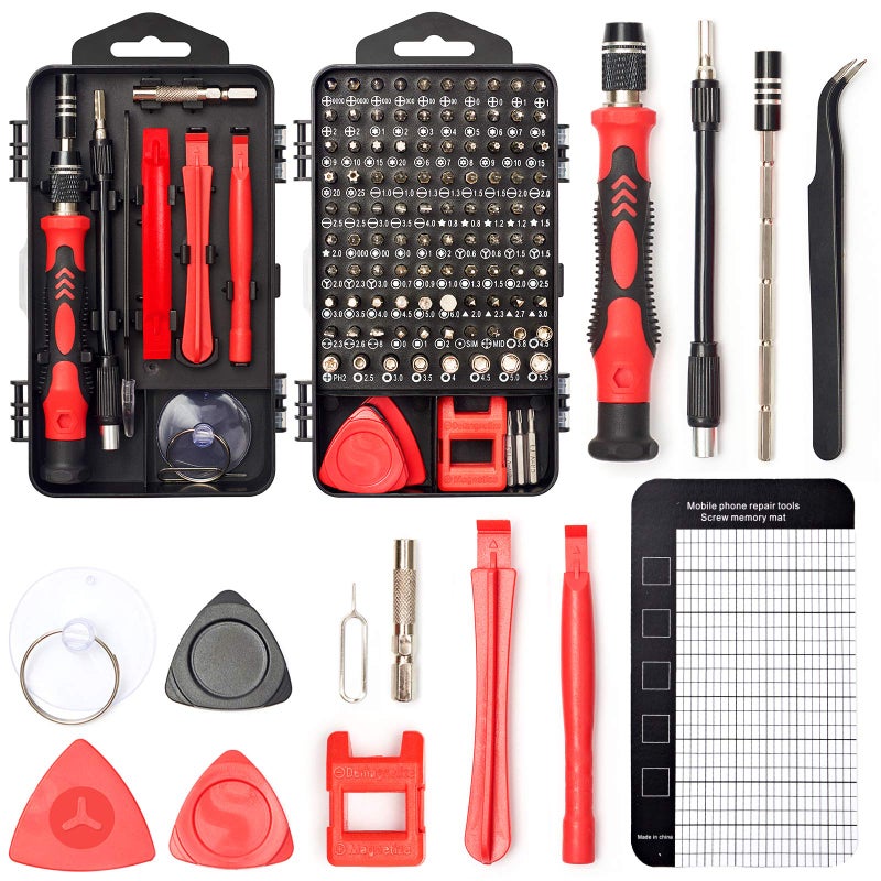 SHARDEN Precision Screwdriver Set, 122 in 1 Electronics Magnetic Repair Tool Kit with Case for Repair Computer, iPhone, PC, Cellphone, Laptop, Nintendo, PS4, Game Console, Watch, Glasses etc (Red) - Image 1