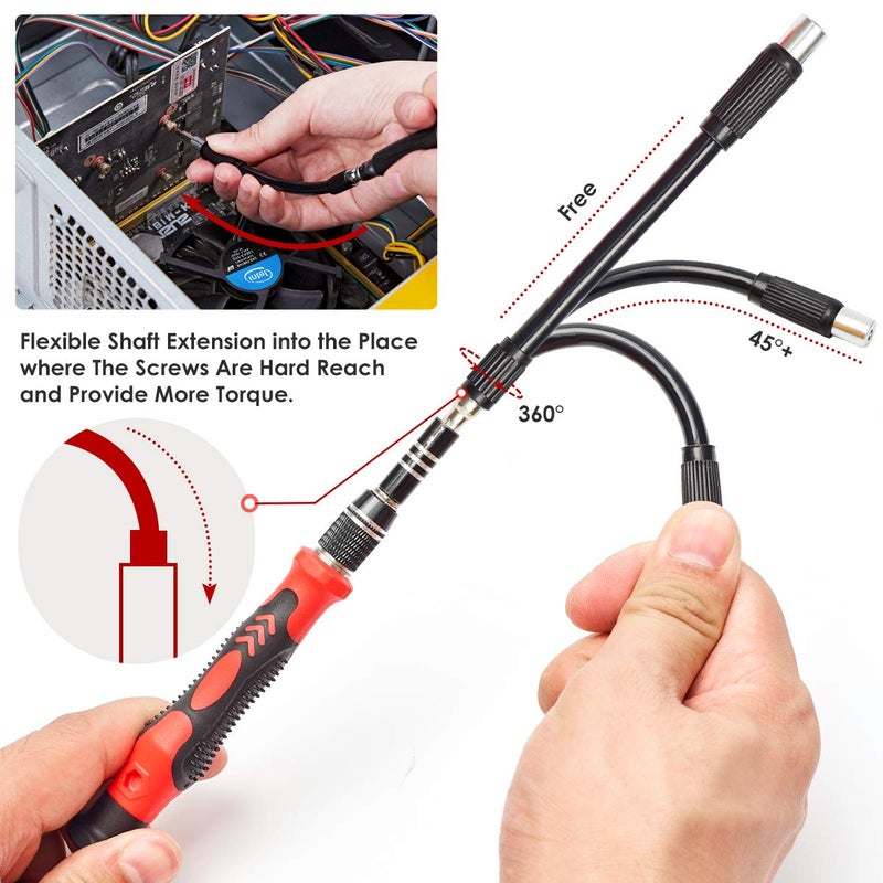 SHARDEN Precision Screwdriver Set, 122 in 1 Electronics Magnetic Repair Tool Kit with Case for Repair Computer, iPhone, PC, Cellphone, Laptop, Nintendo, PS4, Game Console, Watch, Glasses etc (Red) - Image 4