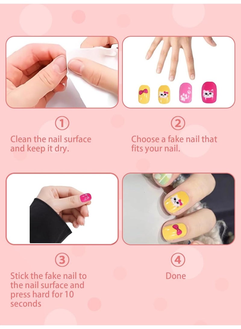 ريزونيكس 120 قطعة من أظافر الضغط للأطفال - أظافر صناعية أكريليك ملونة للأطفال، مجموعة فن أظافر ممتعة وآمنة بتغطية كاملة للفتيات مع علامات تبويب لاصقة للأظافر، هدية رائعة لتزيين فن الأظافر للفتيات الصغيرات - Image 3