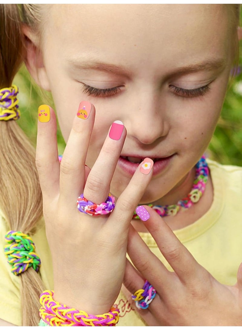 ريزونيكس 120 قطعة من أظافر الضغط للأطفال - أظافر صناعية أكريليك ملونة للأطفال، مجموعة فن أظافر ممتعة وآمنة بتغطية كاملة للفتيات مع علامات تبويب لاصقة للأظافر، هدية رائعة لتزيين فن الأظافر للفتيات الصغيرات - Image 5