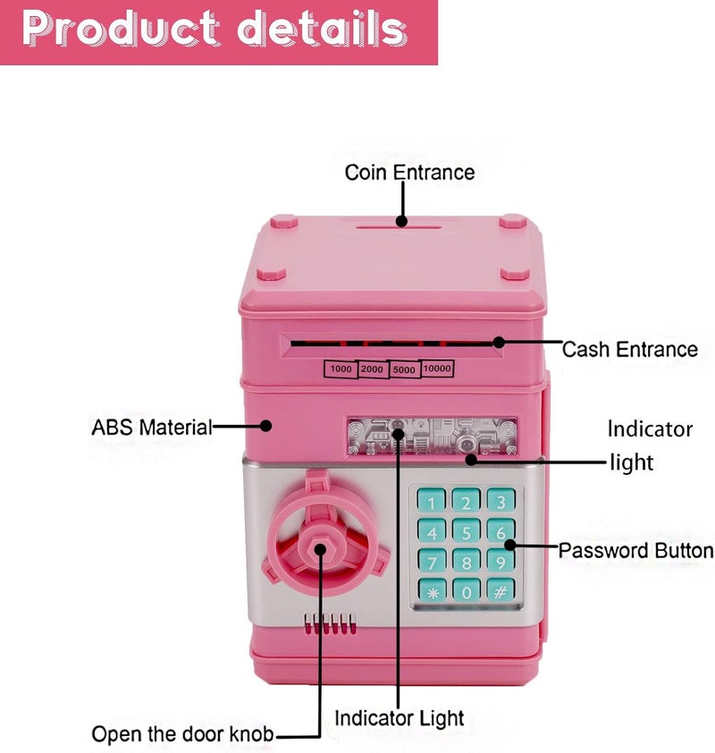 Mini ATM Savings Piggy Banks Toys for Real Money Save for Kids Girls Boys Adults, Electronic ATM Machine Coin Bank Money Saver Digital Password, Cash Safe Box Gifts for Children (Multicolor) - Image 4